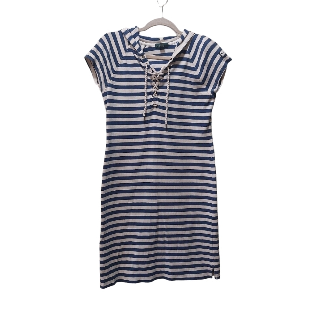Lauren Ralph Lauren Jean Co Vap Sleeve Striped Sailor Style Midi Dress- size M